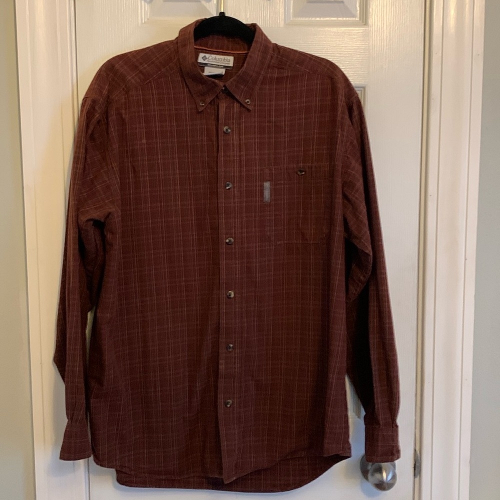 Columbia Maroon Mens Shirt Size L #214